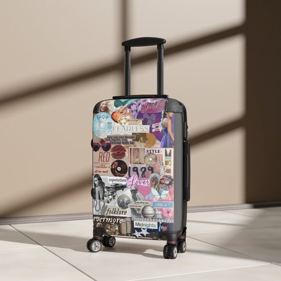 Taylor Swift Eras Albums Suitcase Luggage, Compact, Weekend Getaway, Wheels. Vac - Picture 4 of 9